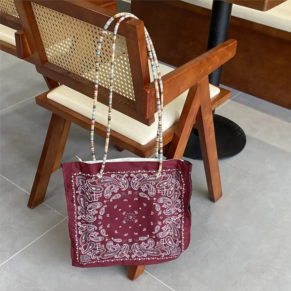 

Холщовая сумка с принтом цветов кешью, ретро-стиль, большая вместимость, легкая, в этническом стиле, на плечо, летняя, для покупок