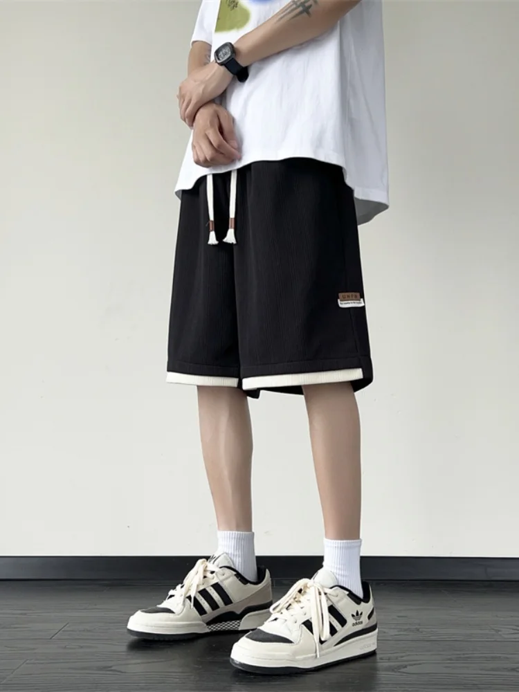 

Men's Spor Five-Quarter Baskeall orts Summer Thin Texture Sensation Loose Fit Elastic Waist Breathable Lightweight