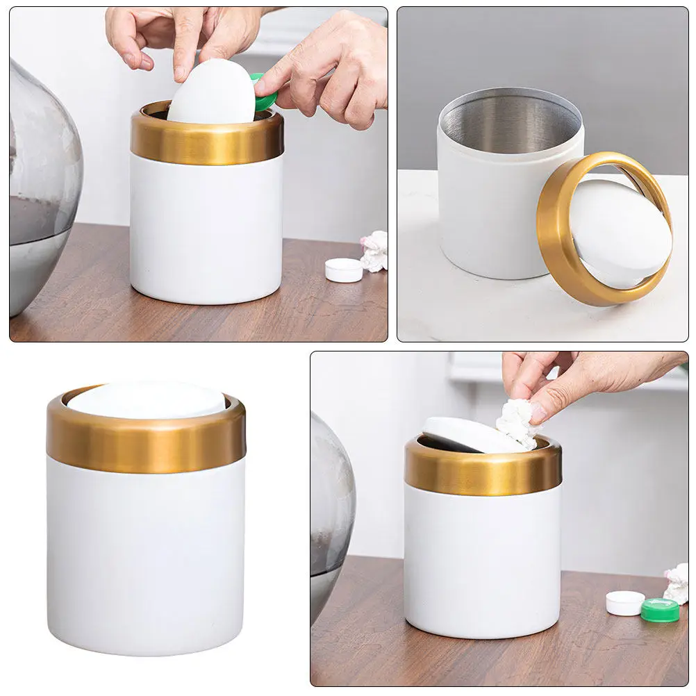 

Mini Trash Can Stainless Steel Small Desk Trash Bin Flip Lid Round Garbage Container for Bathroom Bedroom Kitchen Office