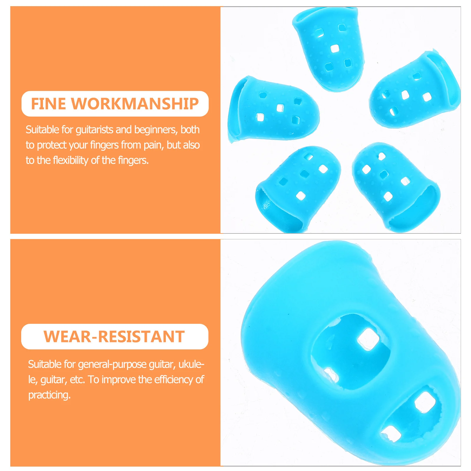 

10Pcs Comfortable Silicone Guitar Finger Guards Protective Fingertip Covers for Extended Playing Durability Xs Size