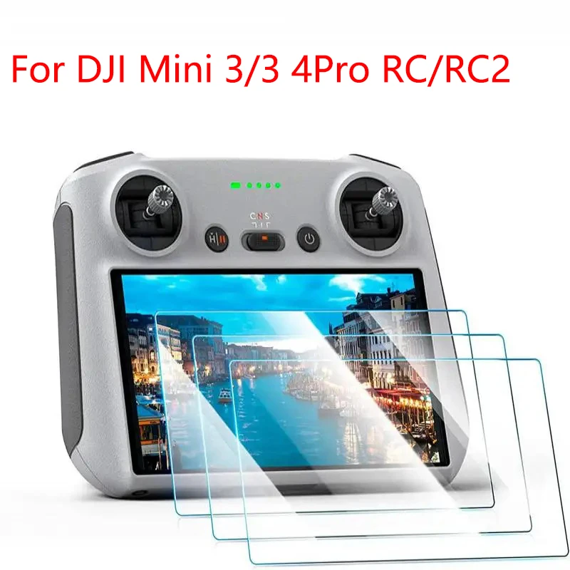 Hd filme de vidro temperado para dji mini 4 pro, com controle remoto da tela, controle remoto 3, 3, 4 pro, rc 2, rc acessórios