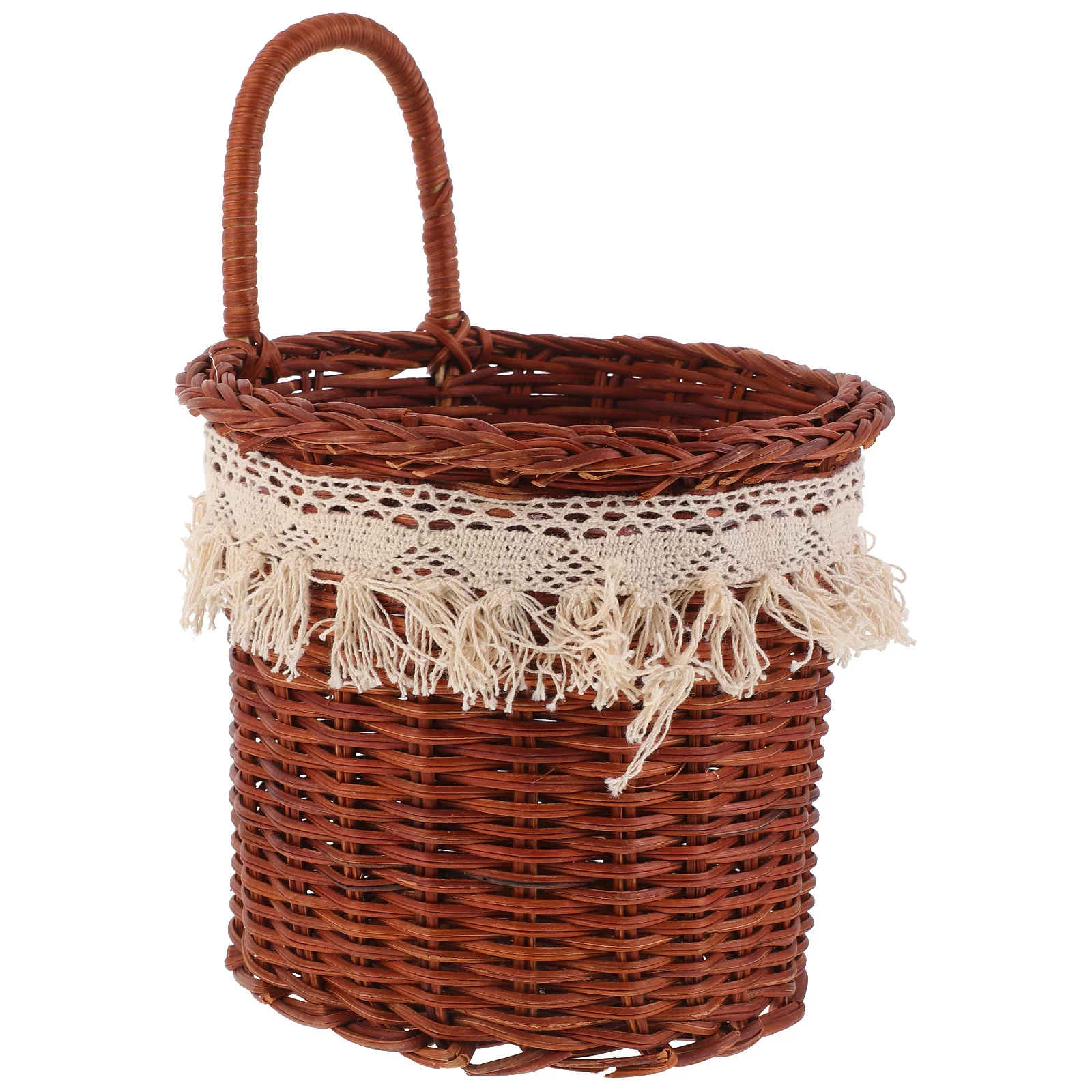 

Tassel Woven Hanging Basket Stylish Kitchen Organizer Wall Storage Basket Elegant Small Front Door Decoration
