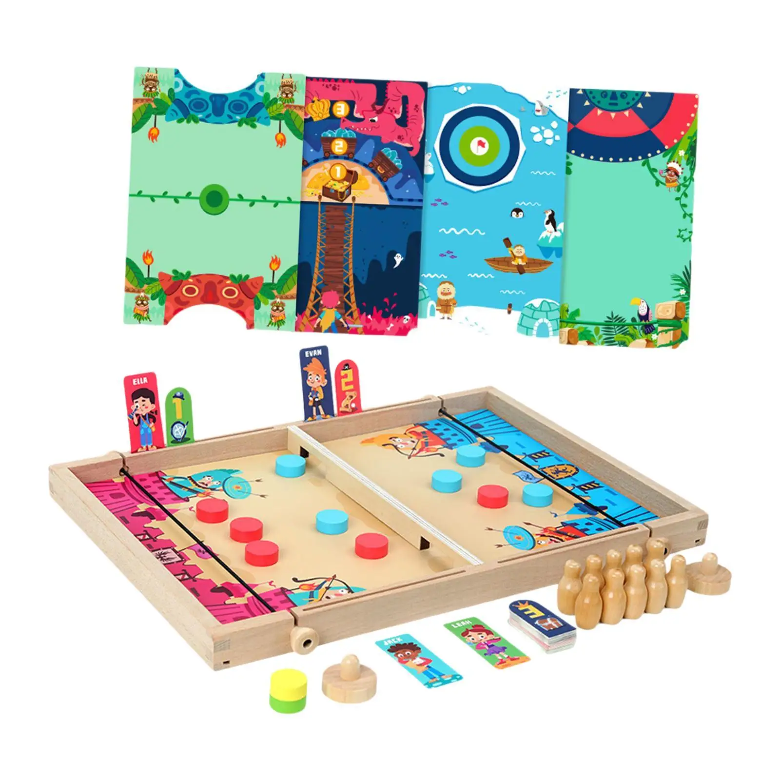 Board Game Portable Interactive Toy Wooden Fast Puck Game Multifunction Wooden Hockey Board Game for Festival Party Kids Friends