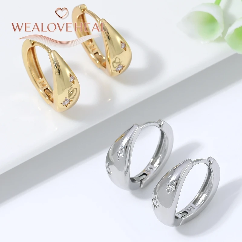 18K vergoldete Messing-Ohrringe im französischen Vintage-Stil mit Wassertropfen-Design für Damen, 8-zackiger Stern aus Zirkonia, für den täglichen Gebrauch, Partygeschenk – Detail 19