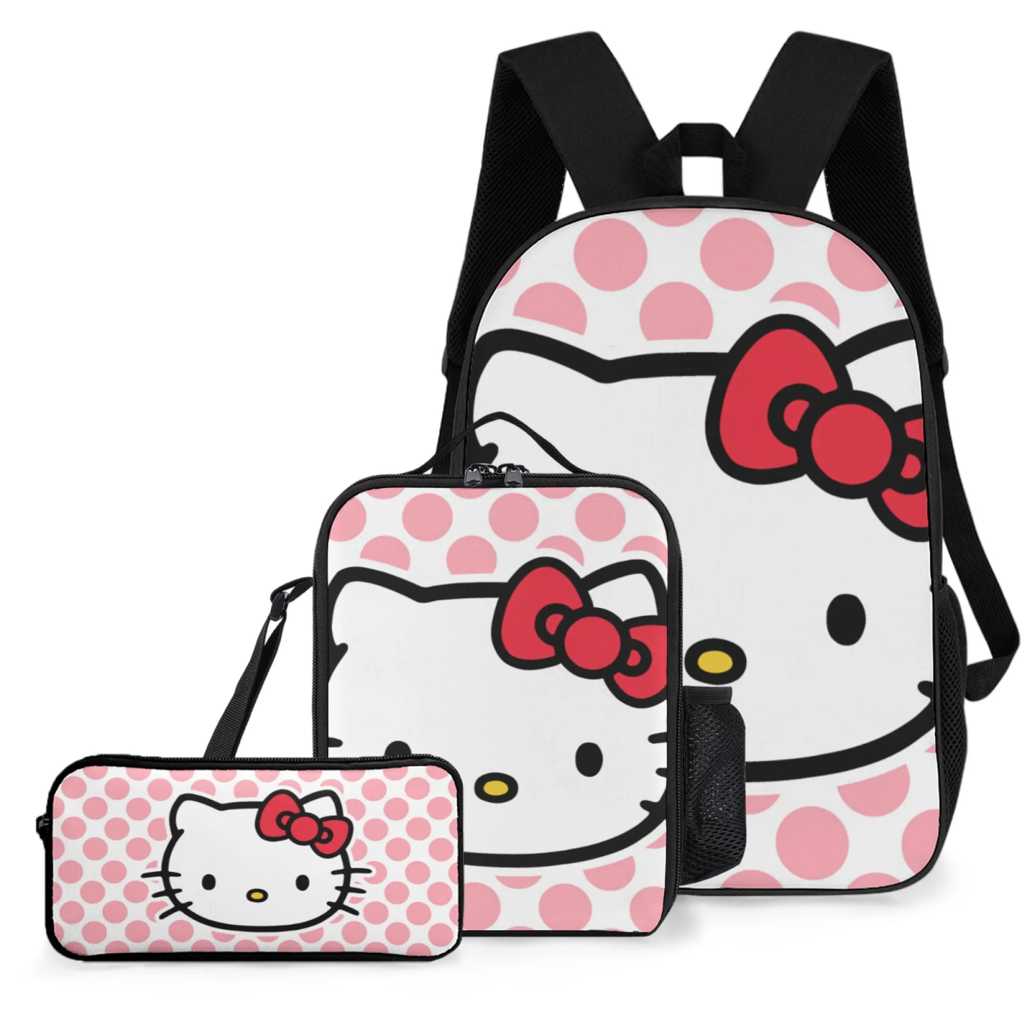

Multi Mochila Printed School Bag 17Inch Kindergarten Bag Girls 17 Inch Pencil Case School Backpack Lunch Bag Sanrio Hello Kitty