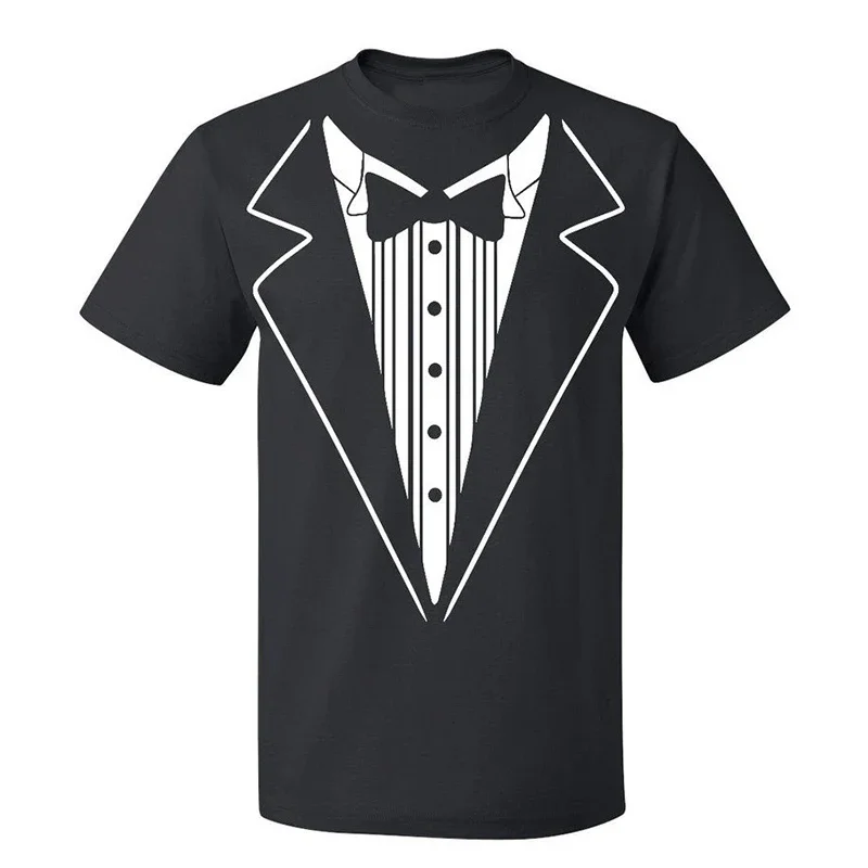 Men's Black Funny Tuxedo T-Shirt Print Funny T-Shirt Tee Shirt Homme Unisex Top Short Sleeve O-neck Party Men's Street Tshirts