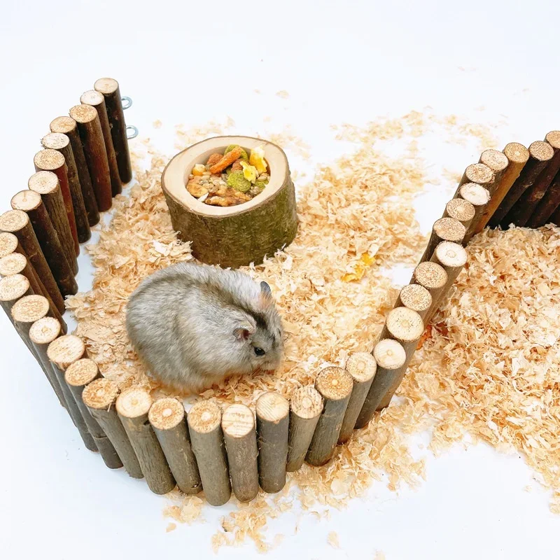 Hamster-Holzzaun, Igel-Holzbogenbrücke, Eidechse, Schildkrötenunterkunft, Haustierhaus aus Holz, Spielzeugzaun für Hamster