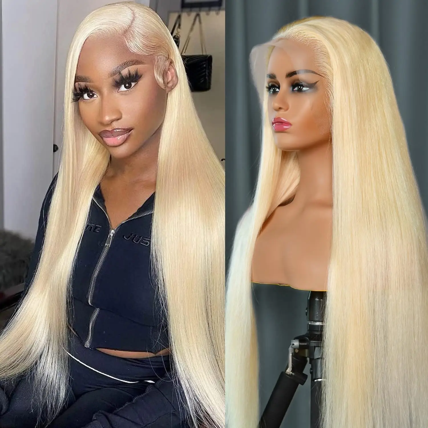 613 Honey Blonde Human Hair Wigs 613 Straight Human Hair Wig 13x6 HD Lace Wig 200 Density Pre Plucked Lace Front Wigs For Women