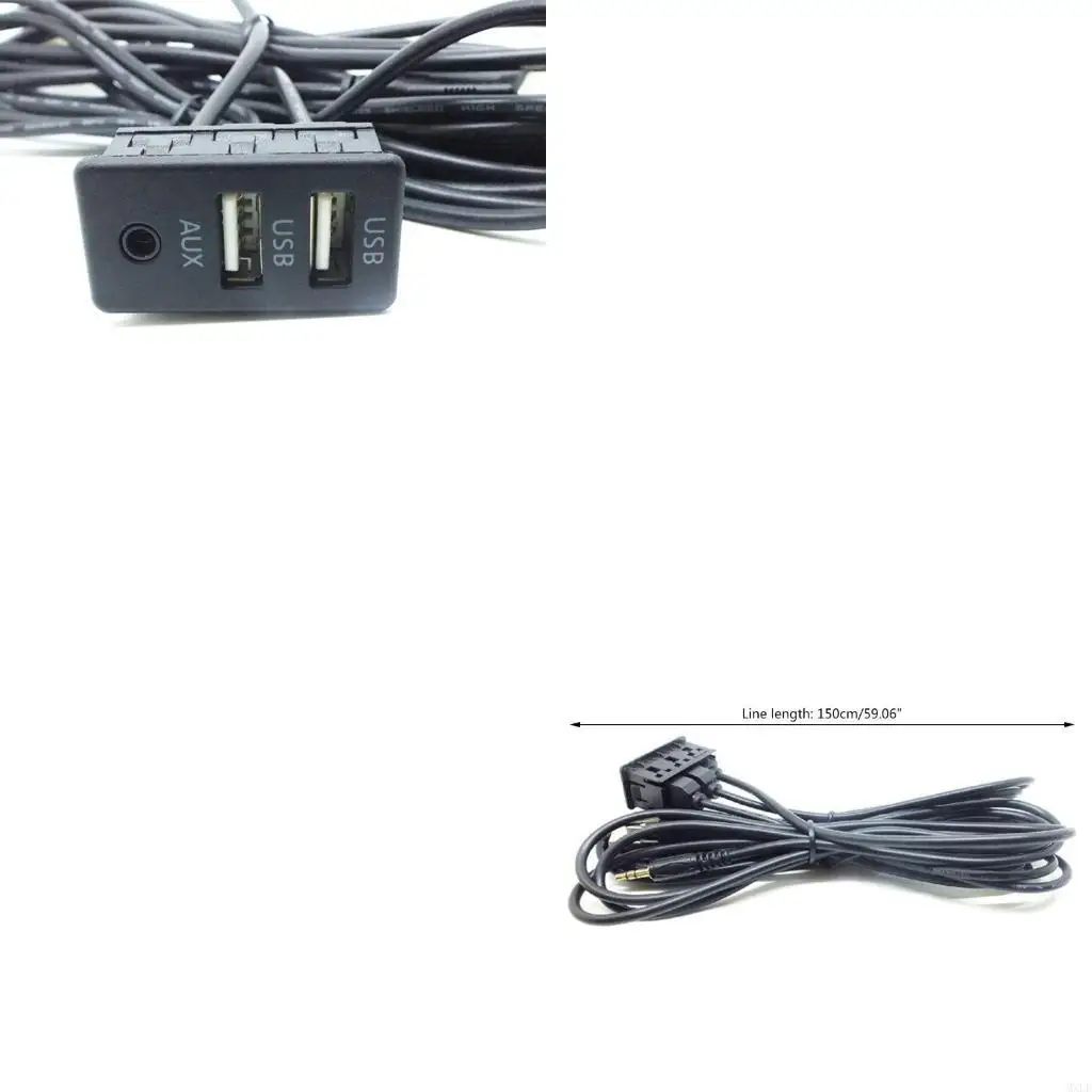 Auto Dashboard Extension Cable with Dual USB Panel Flush Mount AUX Extension Cable Car Power Equipment