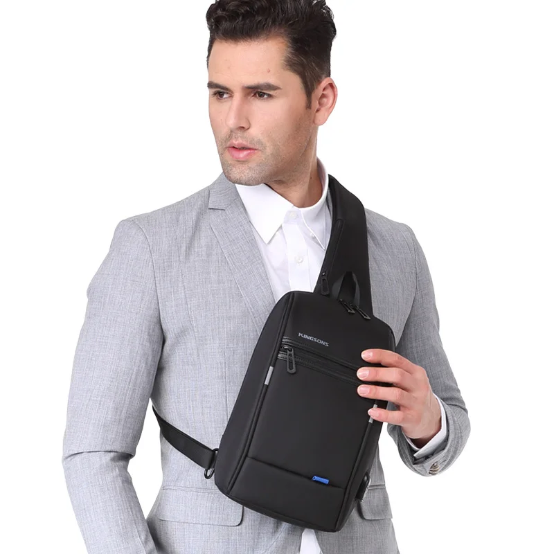 Imagem -01 - Kingsons Mochila Peito Impermeável para Homens Casual Crossbody Bolsa Ombro Único Viagem de Lazer 101 kingsons mochila peito impermeavel para homens casual crossbody bolsa ombro unico viagem de lazer 101 01