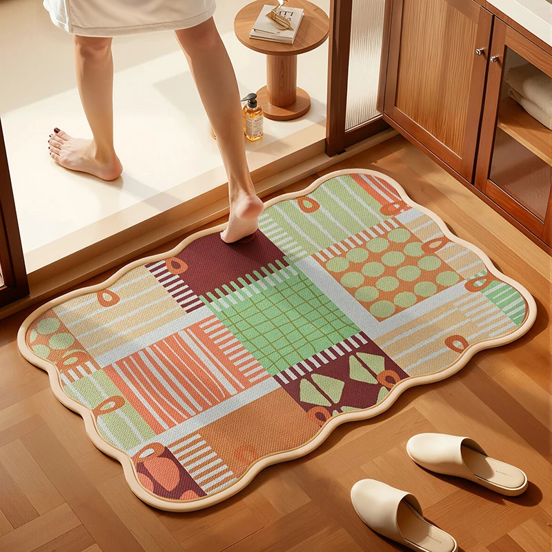 

Colorful Absorbent Bathroom Rugs Mats Non Slip Washable Absorbent Runner Rugs for Bathroom Floor Bath Mats
