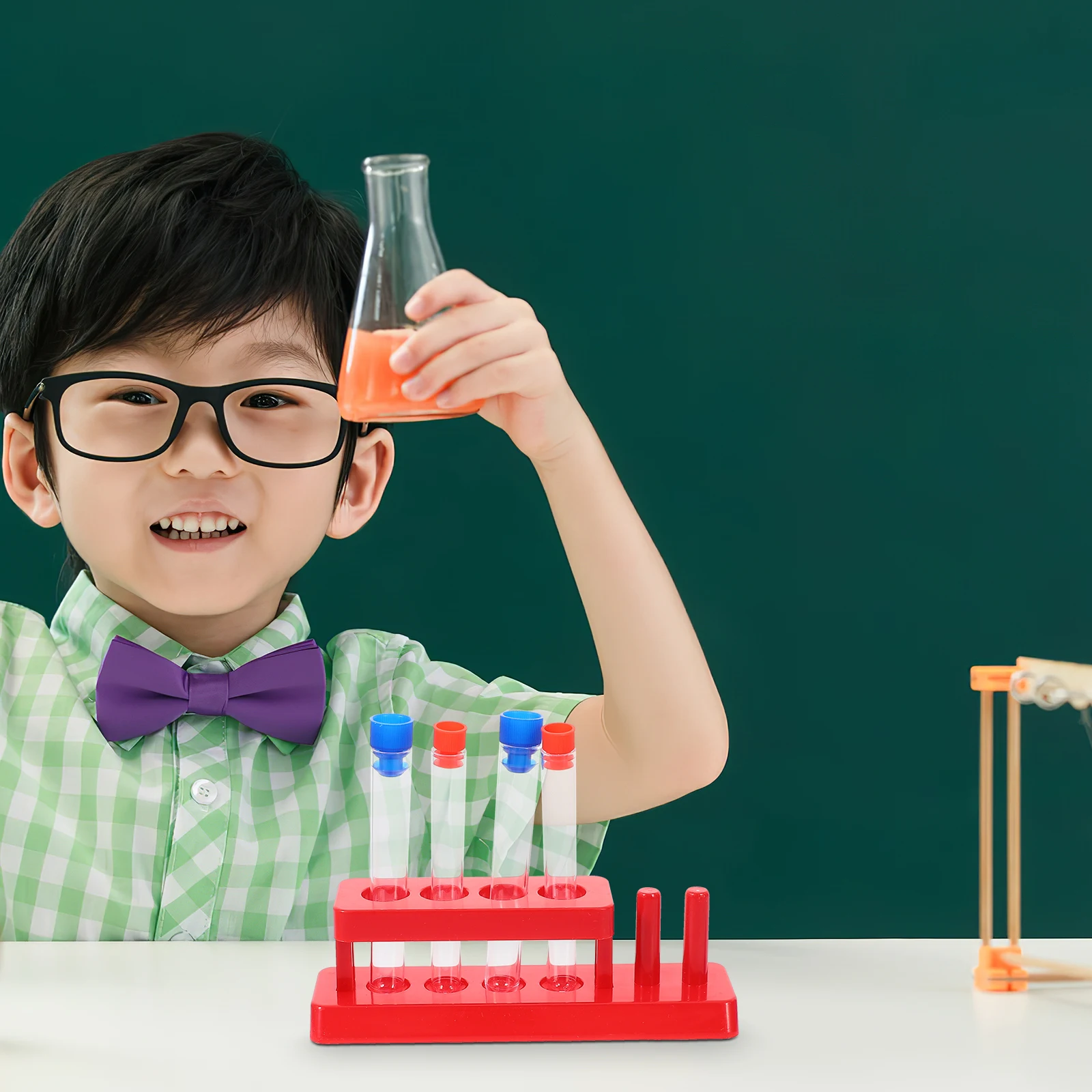 

1 set Plastic Test Kids Science Experiment Toys Tube Rack Measuring Cups Stirring Rods Test Tube And Rack STEM Accessories