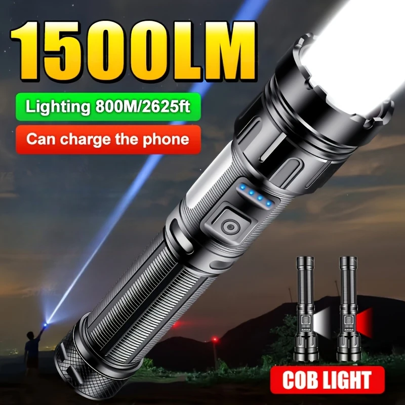 

Перезаряжаемый тактический фонарь XHP50 LED с COB-подсветкой, быстрой зарядкой USB-C, сверхъяркий, с регулируемым фокусом, 7 режимов, для кемпинга и рыбалки