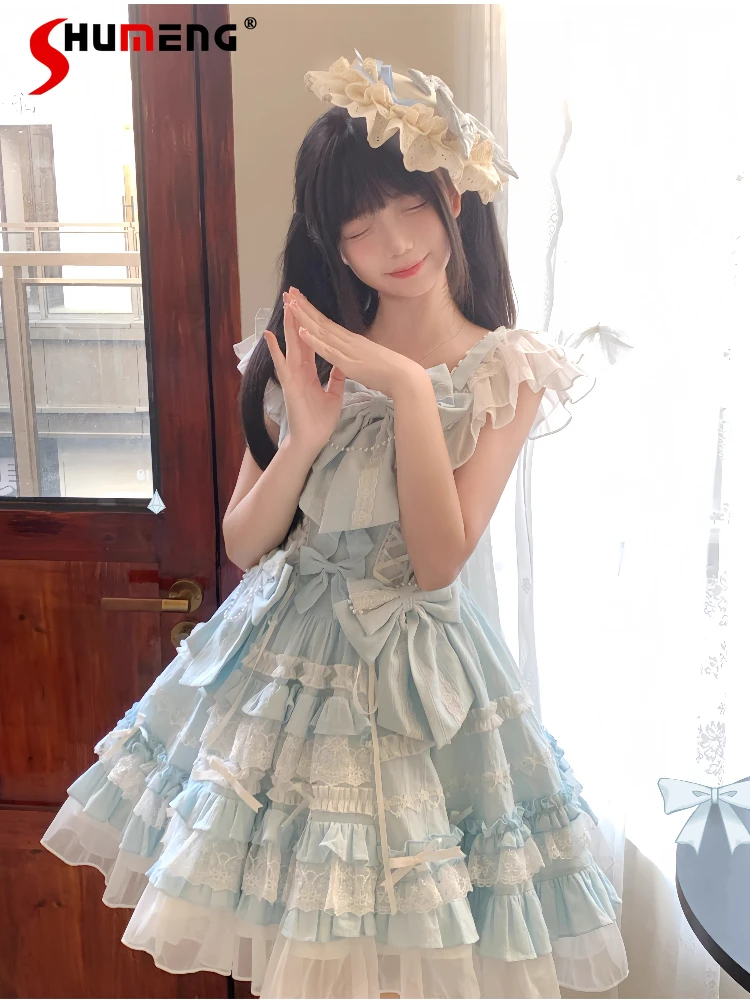 

Heavy Industry Elegant Sweet Princess JSK Dress Sleeveless Square Neck 3D Bow High Waist A-line Kawaii Lolita Short Dress Women