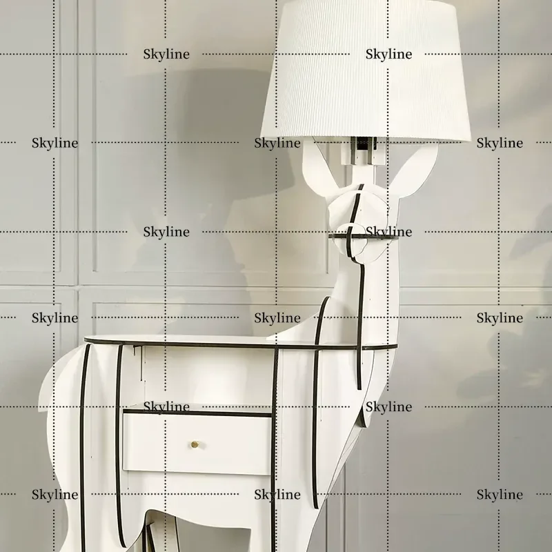 Creative Entryway Cabinet & Nightstand, Simple Porch Table with Desk Lamp for Bedroom