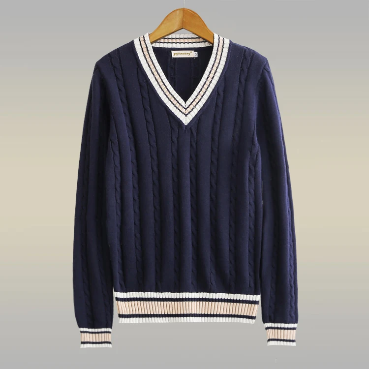

Pure Cotton V-Ne Knitted Sweater for Teens Long Sve Overhead Woolen irt Autumn Winter Base Layer irt Casual Sle