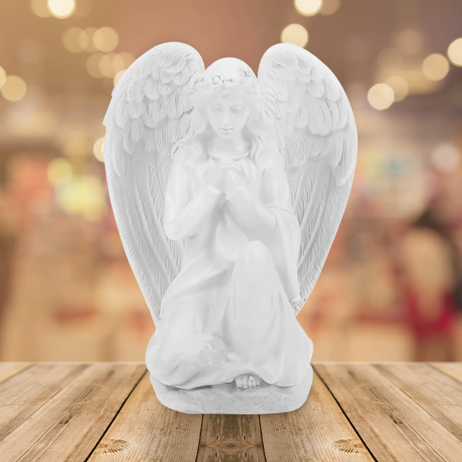 1Pcs Praying Angel Resin Desktop Ornament Sacred Holy Decor for Home Office Bookshelf Church Christmas Tabletop Decoration