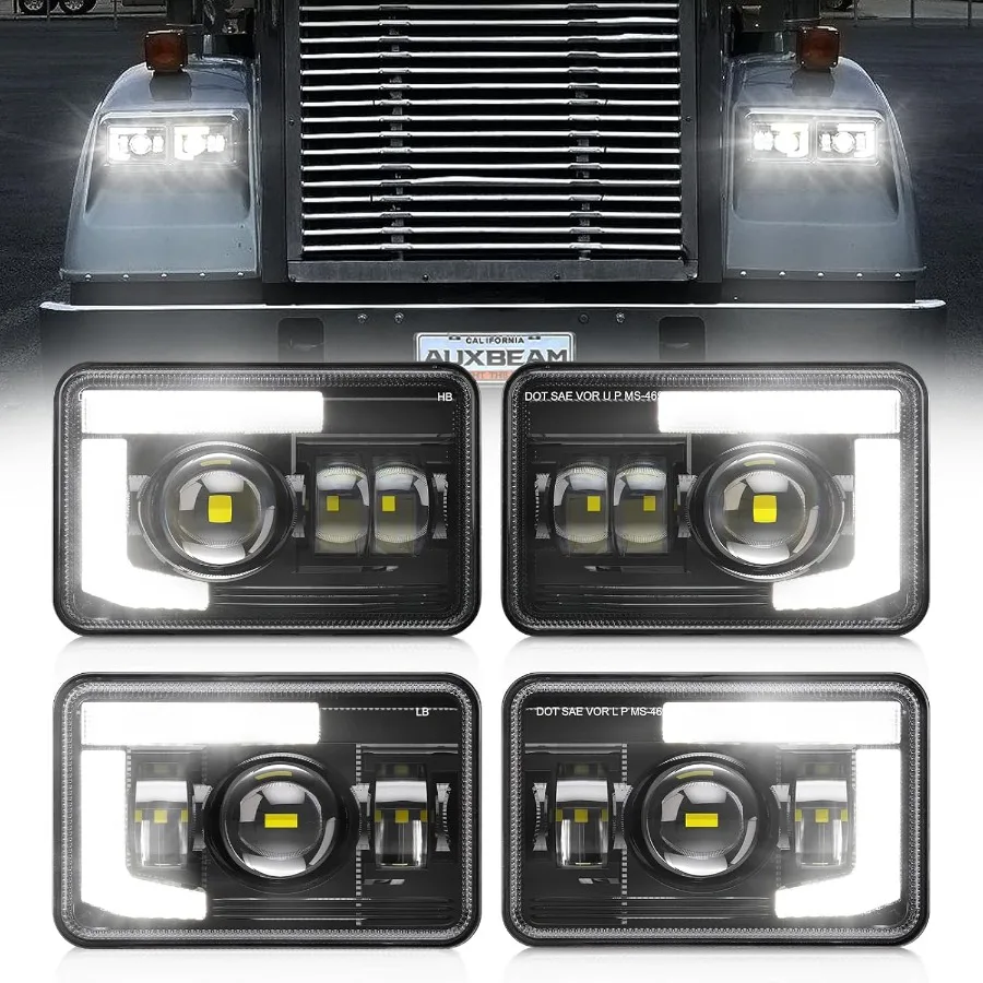 

Светодиодные фары 4x6 с дальним светом DRL, отдельно, одобренные DOT, прямоугольные фары, замена для тяжелых грузовиков и команд