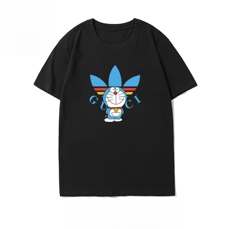 

Doraemon Short-sleeved T-shirt for Men and Women, A Trendy Brand Couple's Wear, Half-sleeved Loose Large-sized T-shirt