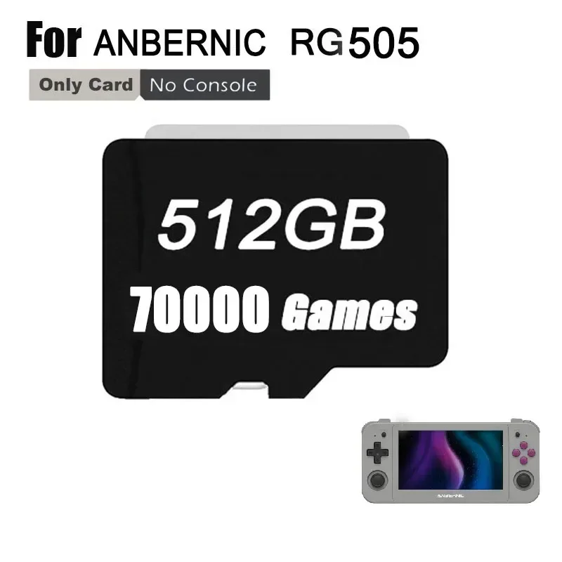 ANBERNIC RG505 بطاقات الذاكرة بطاقة Sd PS2 لعبة محملة مسبقًا 3ds Gamecube TF بطاقة وحدات تحكم ألعاب الفيديو 512G PSP PS1 GBC 70000 ألعاب