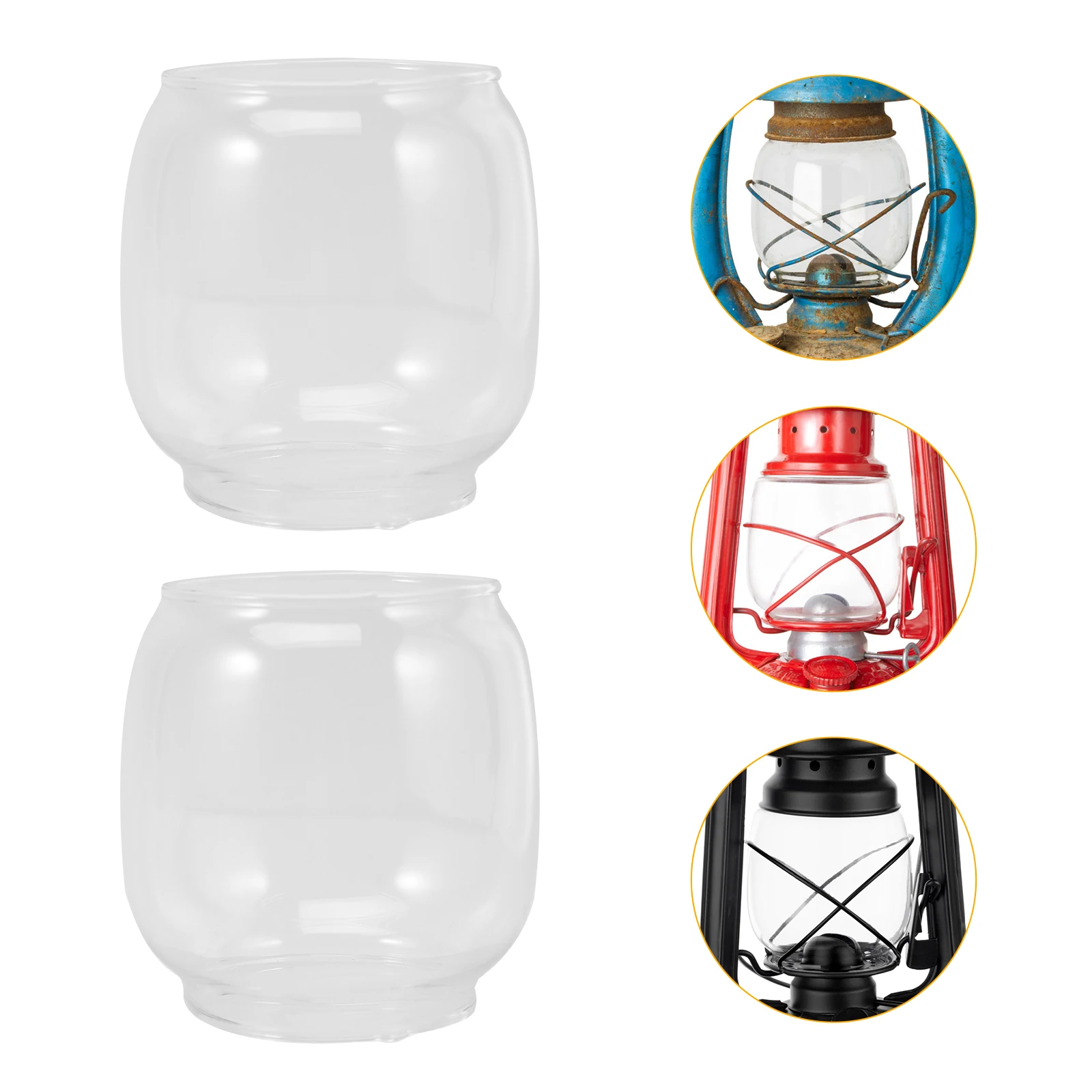 Glass Lamp Chimney Transparent Glass Lamp Shade Vintage Oil Lamps Globe Curvy Lantern Covers Hand Blown Round Camping Hurricane