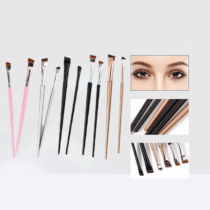 2Pcs Blade Eyeliner Brush Ultra Thin Fine Angle Flat Eyebrow Brush Under The Eyes Place Precise Detail Brush