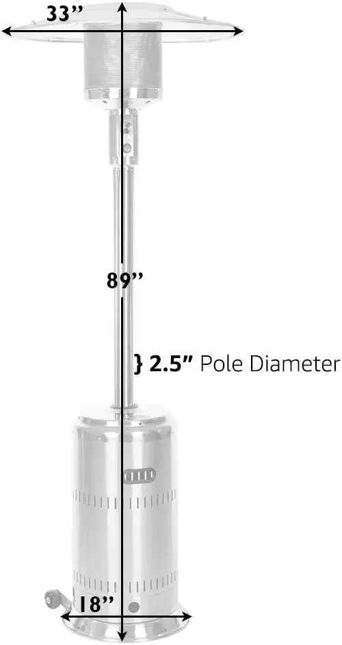 퍼포먼스 시리즈 파티오 히터 바퀴 포함, 50,000 BTU 출력 전자 점화 시스템, 휴대용 야외