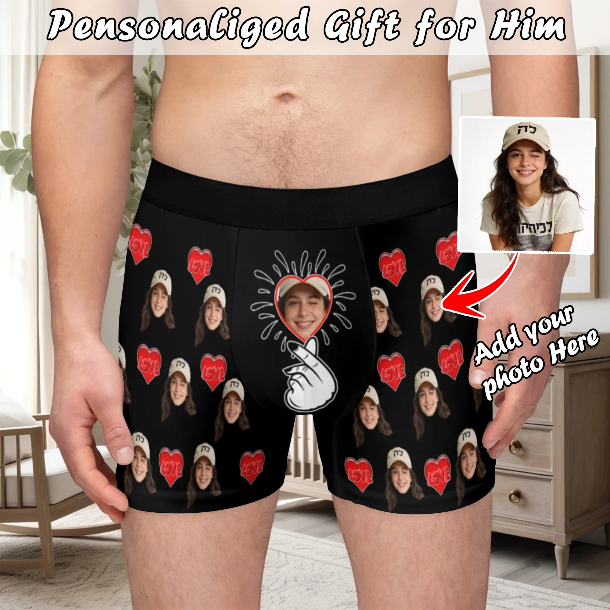 Personalized Face Photo Underwear Custom Boxer Briefs Custom Men Valentine's Day Gift For Husband Anniversary Gift for Dad