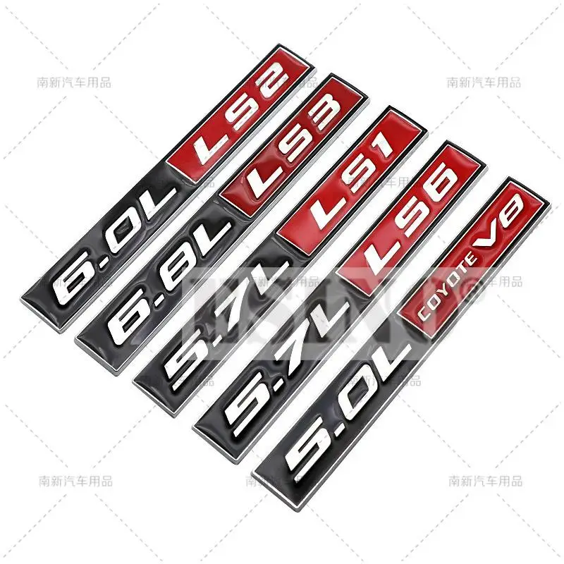 New 3D Metal Chrome Zinc Alloy Adhesive Emblem 5.0L 5.7L 6.0L 6.8L LS1 LS2 LS3 LS6 V8 Body Trunk Fender Badge Accessory