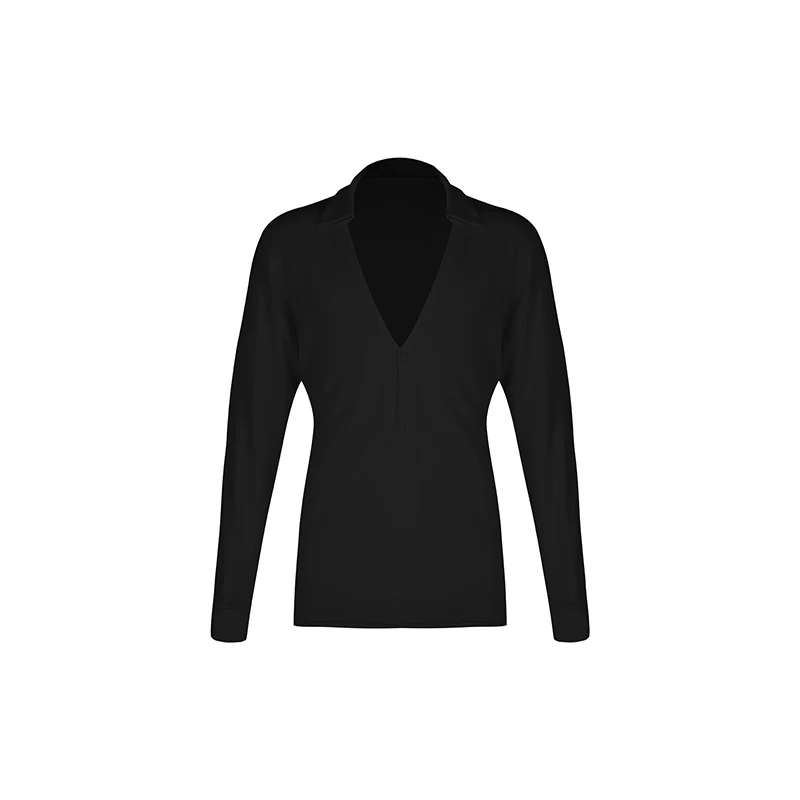 4 Colors Boys Latin Dance Tops Long Sleeves Deep Neck Black Tops Male Cha Cha Rumba Dance Clothes Performance Clothing DNV21759