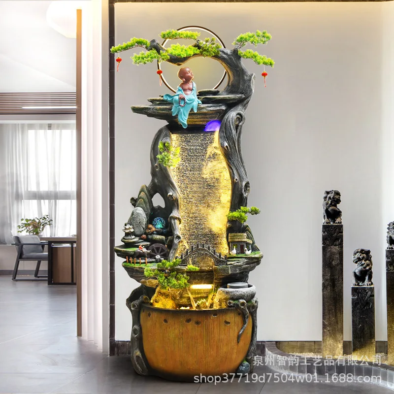 Creative rockery fountain flowing water ornament lucky landscaping fish tank living room entrance courtyard decoration humidifie