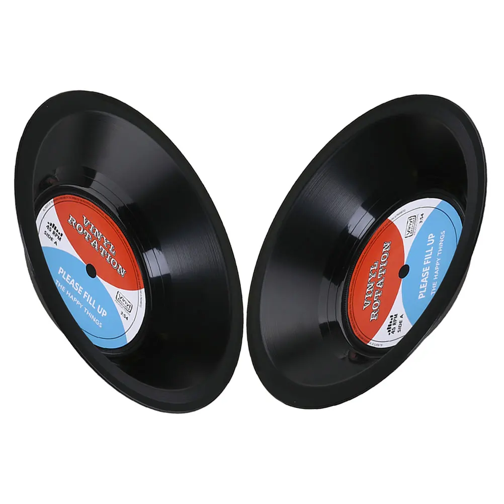 

2 Pcs Vinyl Record Storage Bowl Charcuterie Bowls Appetizer Serving Plate Candy Organizer Tray Ice Cream Boats Fruit