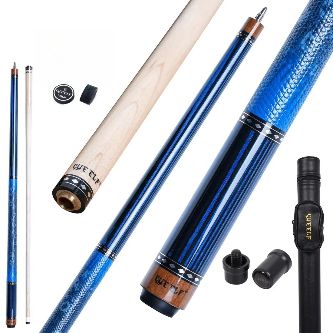 

New Design Technology Synthetic Wood Billiard Cue Stick 12.7mm Tip with Real Leather Wrap Pool Cue