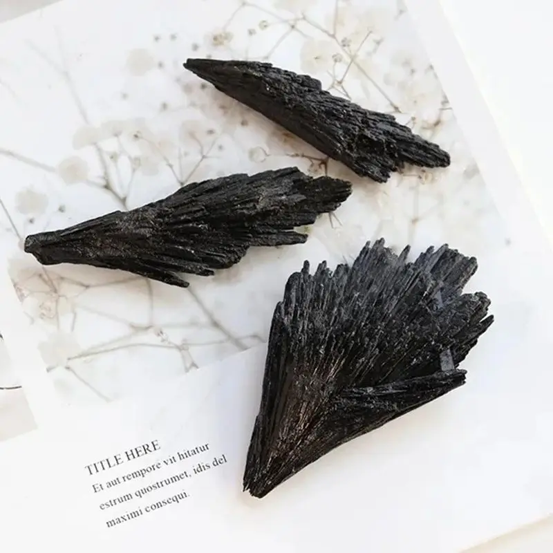 Natural Black Mass Tourmaline Black Fan-Shaped Reiki Healing Kyanite Crystal Kyanite MineralQuartz