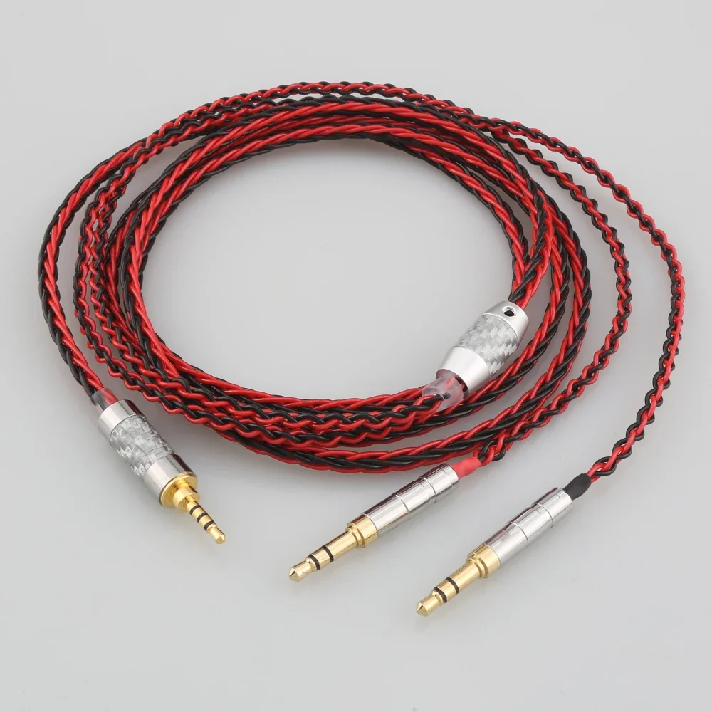 High Quality Red Black Headphone Earphone Cable For Beyerdynamic T1 T5P II AMIRON HOME Denon AH-D600 AH-D7100 Headphone