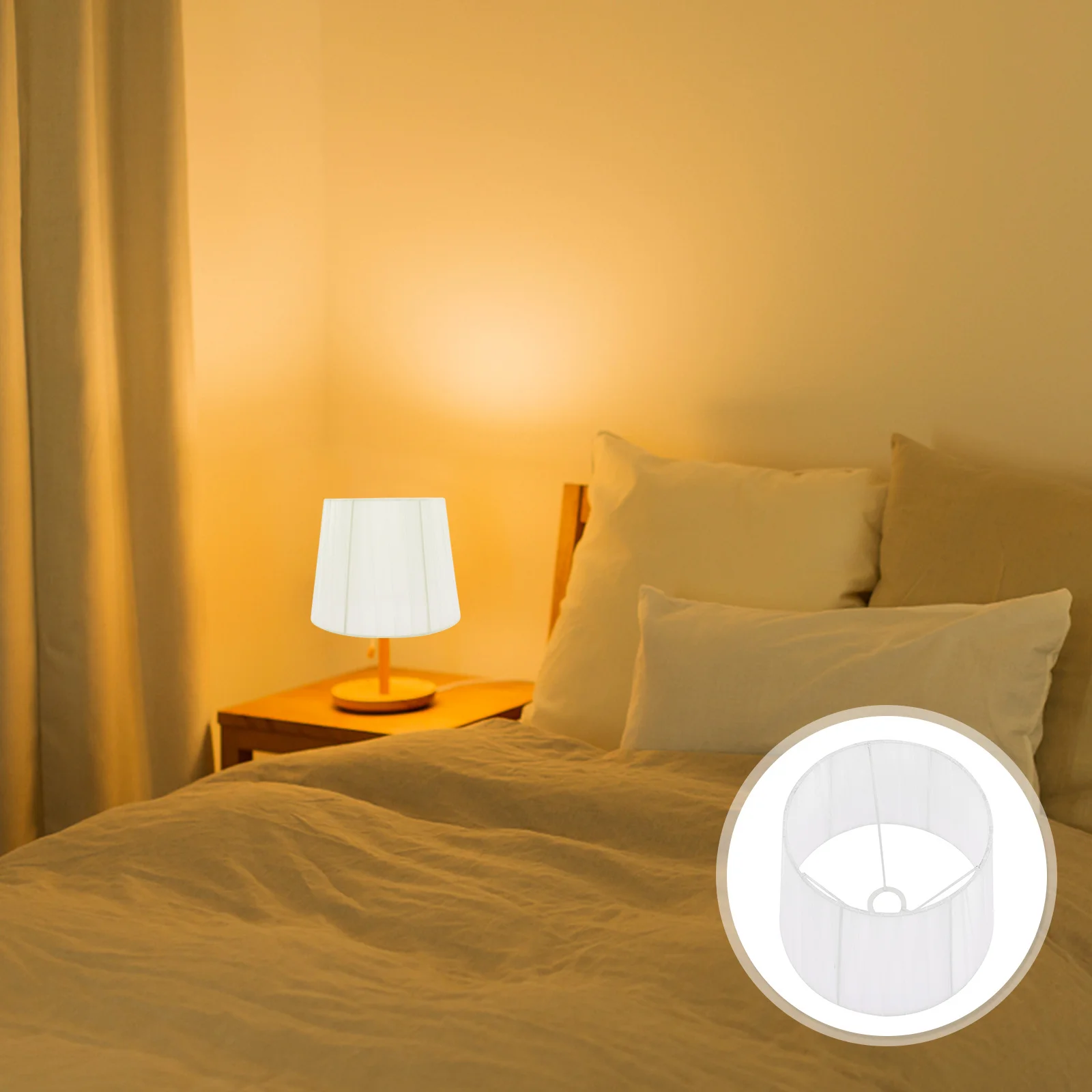 

Lamp Cover E14 Socket Tabletop Lamp Shade Modern Chiffon Drum Style Dustproof For Bedroom Study Hotel Home Lighting Decor