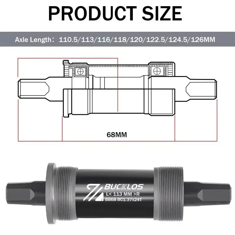 BUCKLOS Bicycle 104BCD Crankset 8S 9S 10S 11S MTB Bike Crankset with Bottom Bracket 170mm Square Hole Mountain Cycling Crank