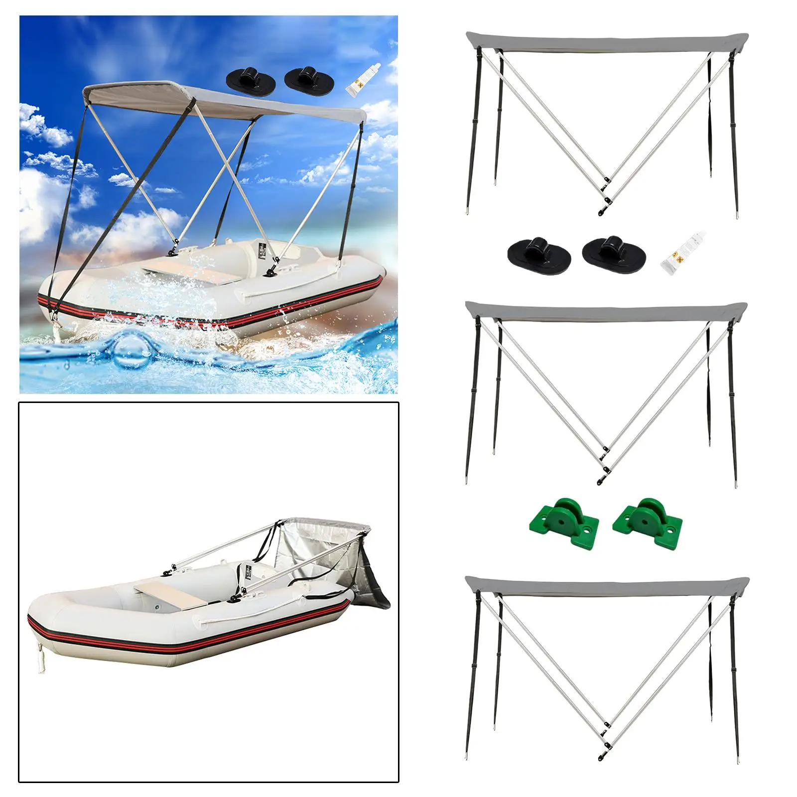 Inflatable Boat Canopy, Boat Cover Shelter, Waterproof Universal Bimini Top