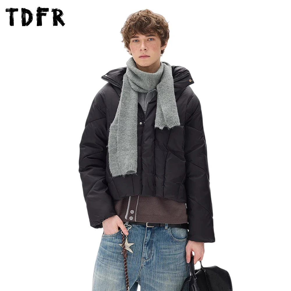 

Сплошной цвет, стеганая куртка, мужская зимняя повседневная свободная стеганая куртка с воротником-стойкой и длинным рукавом, мужская верхняя одежда