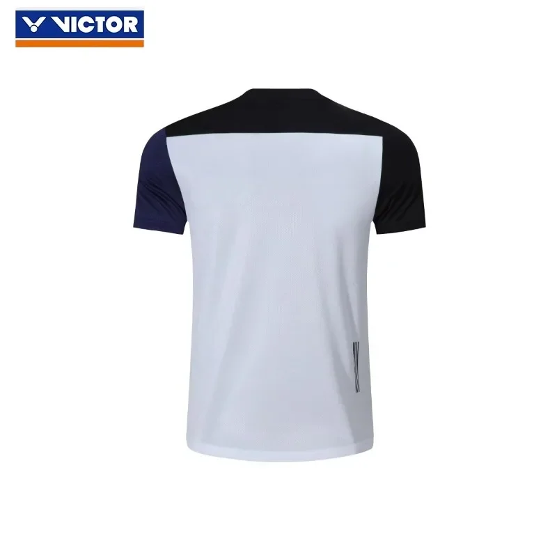 Victor Couple breathable short sleeve T-shirt shorts Quick dry Breathable training Blue sports running top Gym ball suit set men