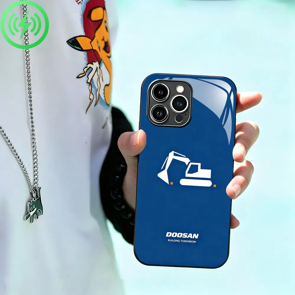 Funda para Teléfono Excavadora Marca D-DO-OS-ANES para iPhone 17 16 15 14 13 12 11 X XR XS 8 Plus Mini Pro Max, Funda Magnética de Cristal
