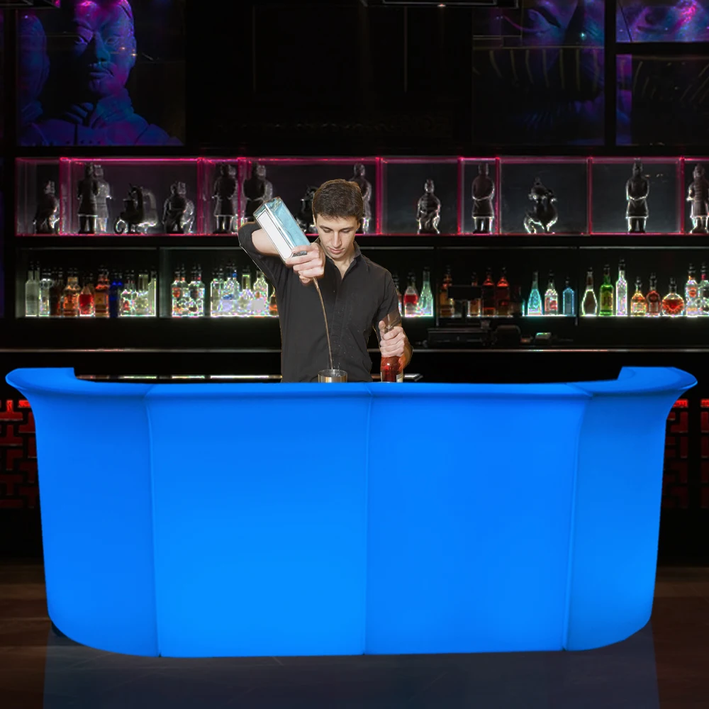 LED outdoor illuminated bar counter, movable hotel reception desk, party commercial waterproof cocktail counter