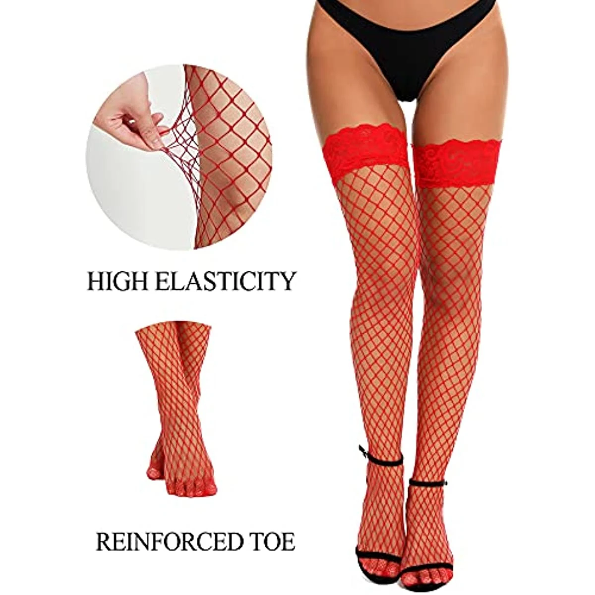 Double-silicone Design Stockings Sexy Lingerie Women Fishnet Stockings 1Pair Non-slip Lace Thigh High Sexy Stockings