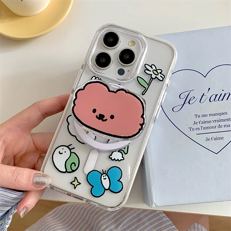 

Korea's cute cartoon insect flower magnetic holder Grip Tok Griptok phone for iPhone 16 15 14 13 Pro Max 15Pro Magsafe Smart Tok