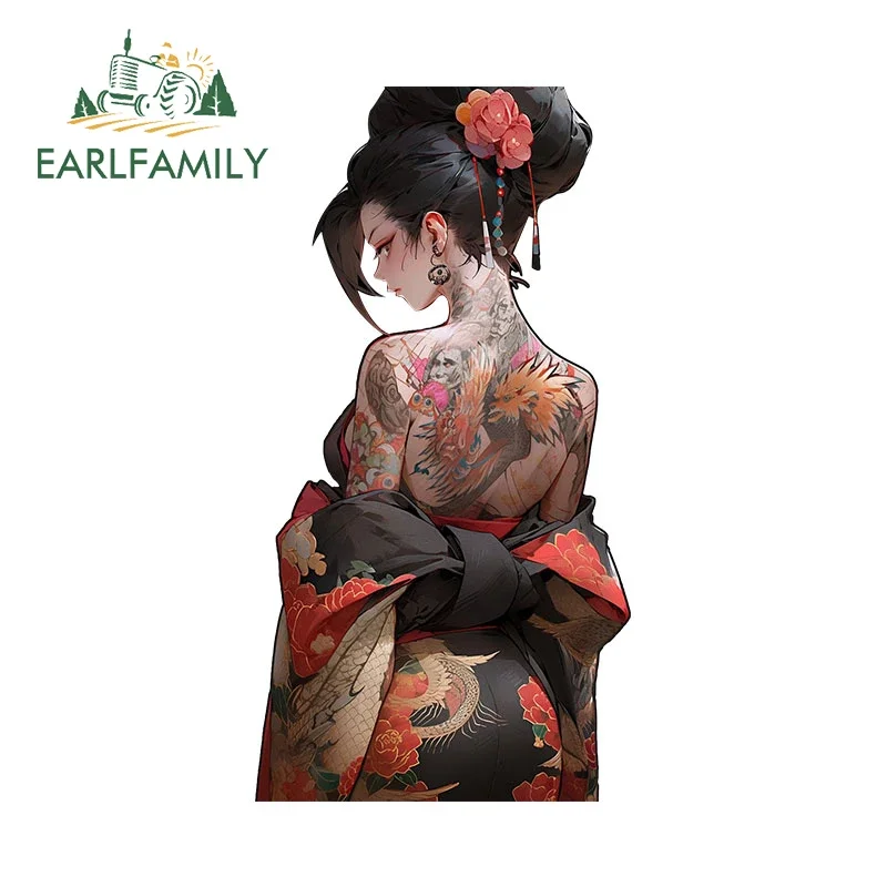 EARLFAMILY 13cm X 6.8cm for Japanese Girl Oni Sexy Kimono Car Stickers Waterproof Sunscreen Decals Occlusion Scratch Decor