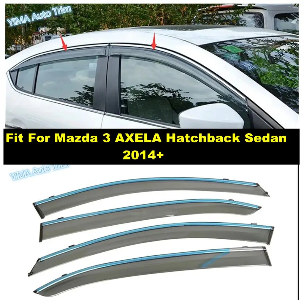 

Sedan Window Visor Vent Shade Rain Sun Wind Guard Deflectors Cover Accessories For Mazda 3 AXELA Hatchback Sedan 2014 2015 2016