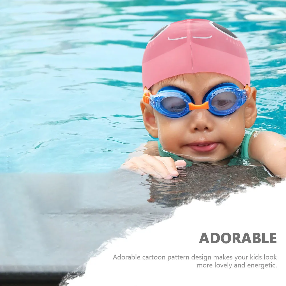 2 قطعة قبعات السباحة سيليكون الكرتون قبعة السباحة لمرونة مقاوم للماء ملحقات السباحة قبعات السباحة #4