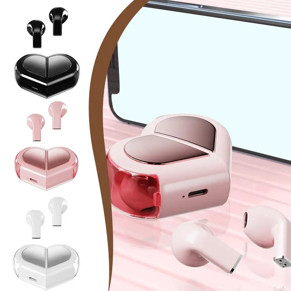 K520 Deformable Heart-shaped Mini Invisible Bluetooth Headset Intelligent Stereo Senseless Wearing Support Memory Pairing