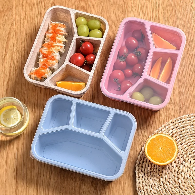 4 Grids Lunch Box Bento Box Lunch Containers for Adult/Kid/Toddler Picnic Bento Lunch Box Microwave Dishwasher Freezer Safe 2024