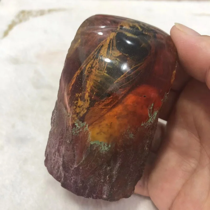 Antique Crafts Resin Amber with Bugs Scorpion Knows Crab Bee Insect Specimen Stump Ornaments